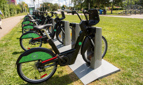 E-Bikes at a Bike Share Toronto station
